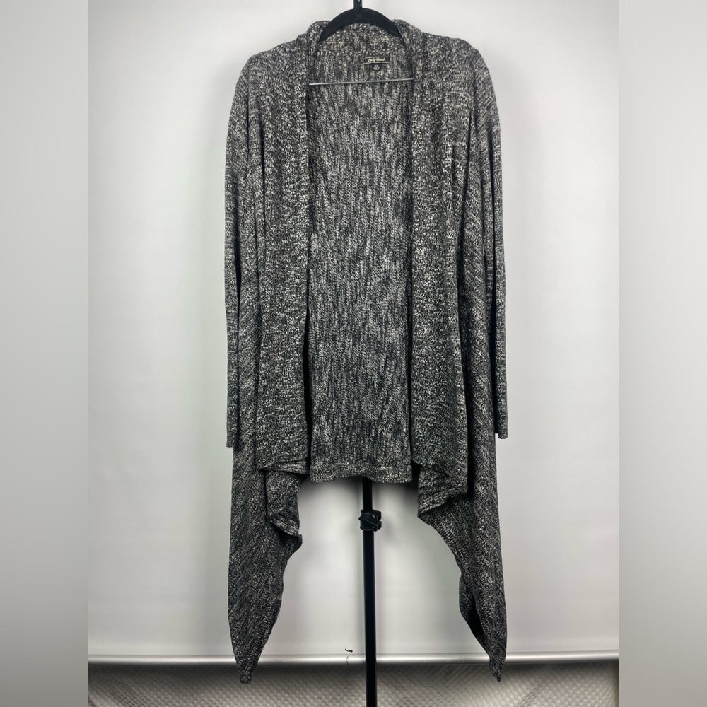 Lucky Brand Gray Knit Cotton Blend Open Front‎ Asymmetrical Hem Sweater
